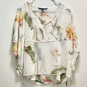 White House Black Market Floral Sheer Blouse with camisole